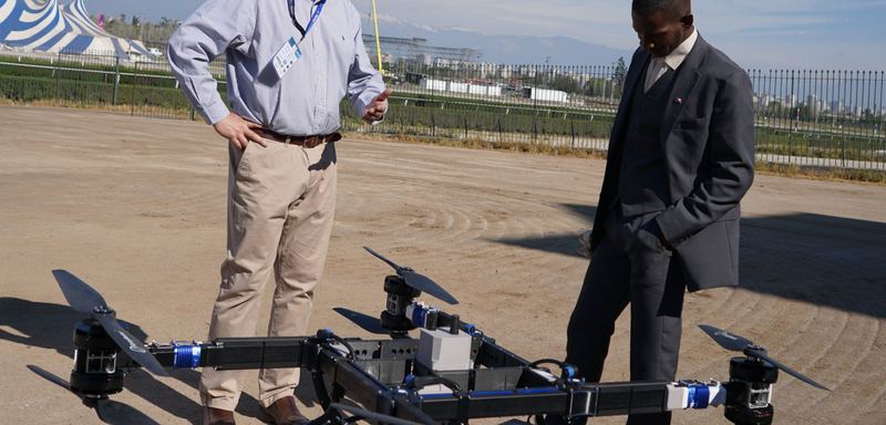Heavy-lift multirotor drone in the EXPODRON 2025 outdoor area