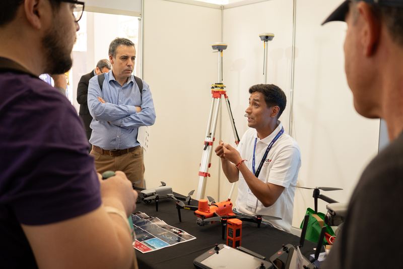Equipment demonstration at a booth